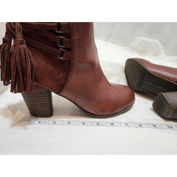 NEW DIRECTIONS JOJO WOMEN 9 DARK BROWN CEDAR WEDGES CONTEMPORARY STYLISH BOOTIES - Picture 10 of 13
